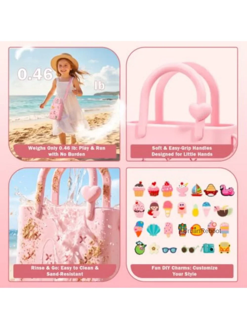 Mini Silicone Beach Bag Girls Tote Adjustable Strap Waterproof